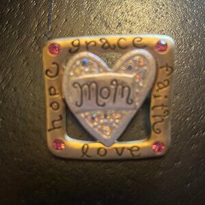 Vintage Gold Tone Mom Brooch Grace Hope Love Faith AJMC